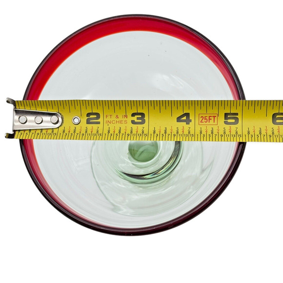 Margarita Glasses Red Rim Mexican Hand Blown Thick Glass Set Of 2 Barware 10 oz - Picture 6 of 7